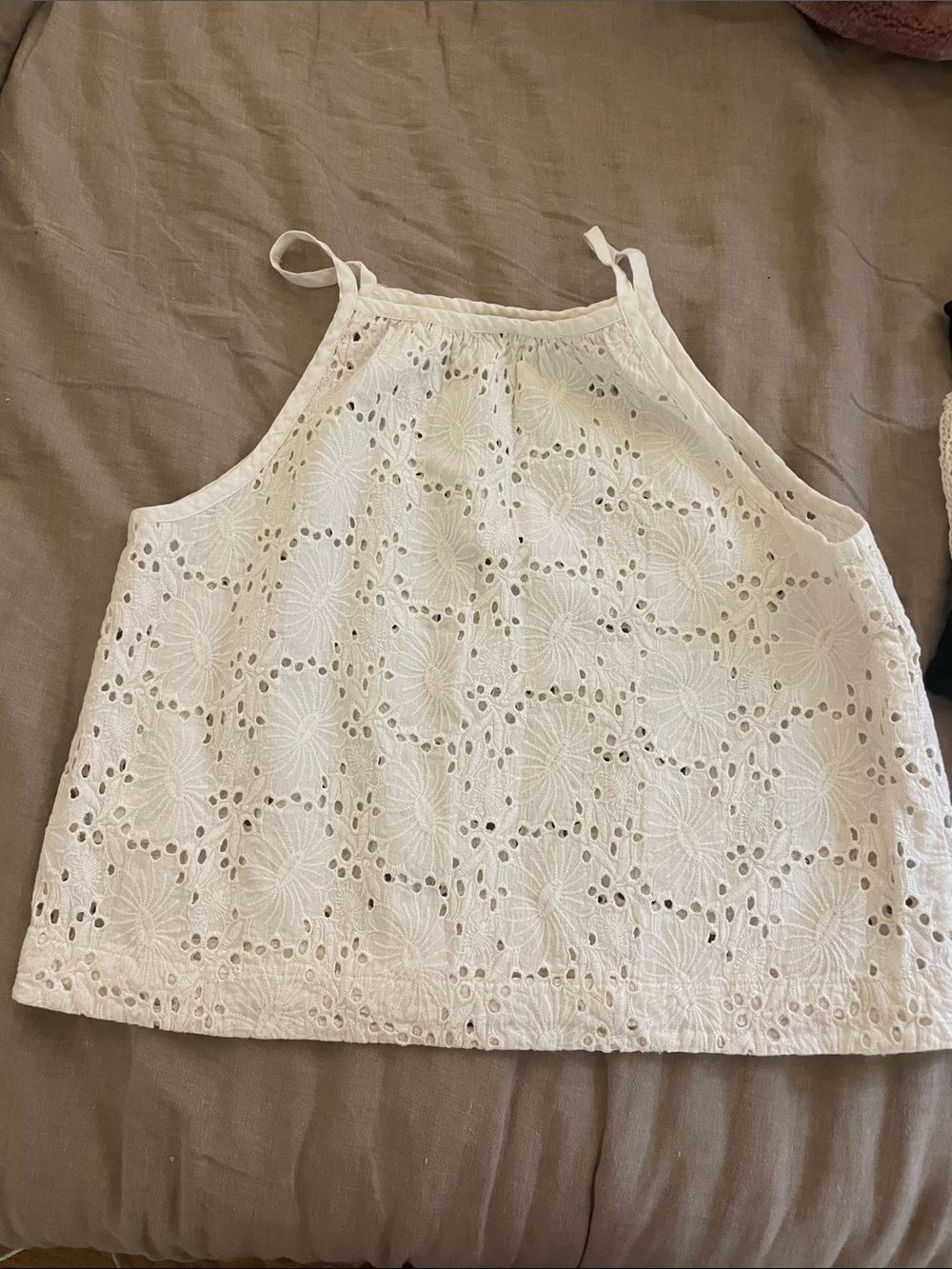 Hollister White Eyelet Halter Tank Top